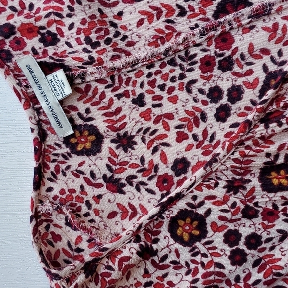 American Eagle Maroon Peasant Floral Dress Petite S - Picture 2 of 5